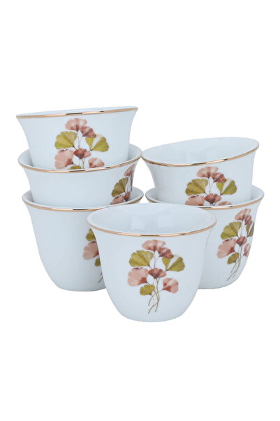 Generic طقم فناجين قهوة عربية من البورسلين من معرض السيف، خشب الورد، 12 قطعة ...