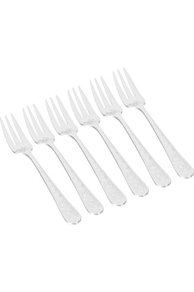 Generic Al Saif Gallery steel sweet fork set, 6 pieces, wooded - silver