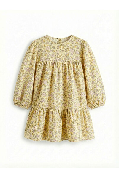 LC Waikiki Yellow Square Collar Floral Girl's Dress