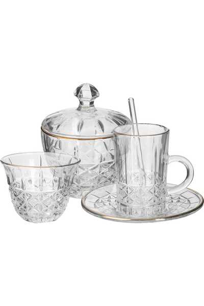 Generic Al Saif Gallery Glass Bialat Serving Set, 26 Pieces - Clear