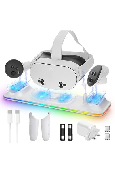 Generic قاعدة شحن الواقع الافتراضي لجهاز Quest 3S، حامل شحن لجهاز Oculus/Meta...