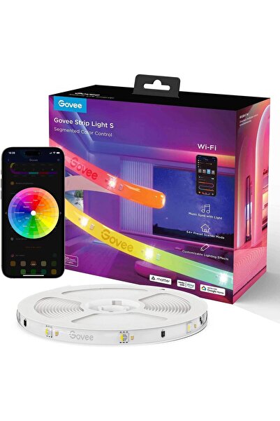 Generic شريط إضاءة LED من نوع Govee RGBIC بتقنية Wi-Fi + Bluetooth مع طبقة وا...