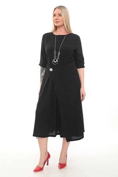 etselements Φόρεμα μίντι με τόνισμα στη μέση και κολιέ ETS7289