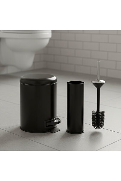 Bürke Set de baie de lux BLACK Elite de 3 litri, cu pedală, perie de toaletă,...