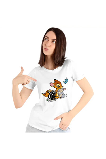 OEM Women's T-Shirt Bambi Thumper Flower Nature Skunk