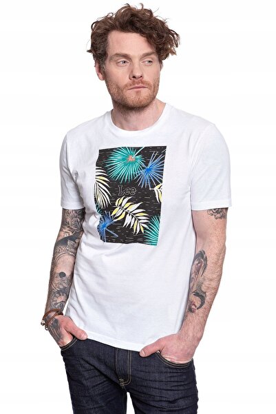 Lee Tricou Barbati, Lee, Botanical Print, Alb, Bumbac, Marime L