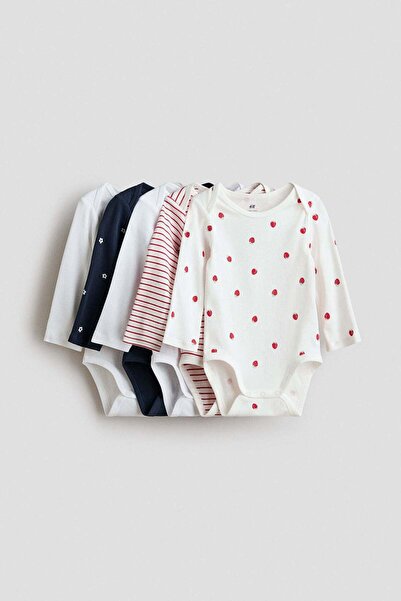 H&M مجموعة من 5 بدلات جسم طويلة الأكمام