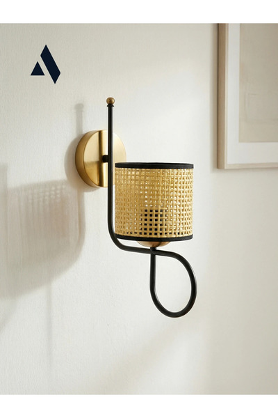Alldesco Bohemia Hasır Şapkalı Duvar Apliği – Gold Kaplama Metal Gövde | E27 ...