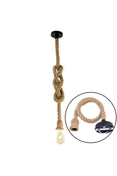 zola Vintage chandelier, rope, 1 E27 socket, 230V 50Hz, size 90 cm, cream