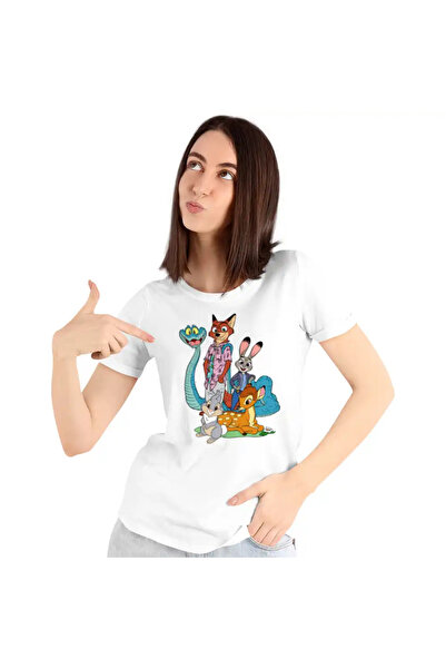 OEM Women's T-Shirt Bambi Zootopia Bunny Snake Fox