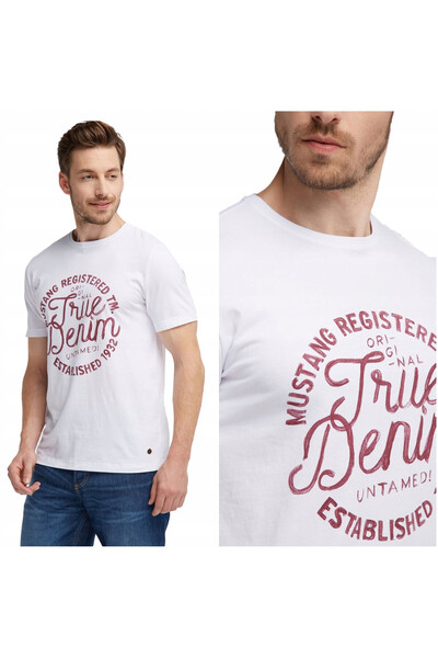 Mustang Tricou Barbati, Mustang, Wording Tee, Croiala Clasica Regular Fit, Ma...