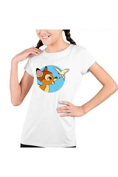 OEM Tricou Copii Fete Bambi Fluturas Natura Caprioara