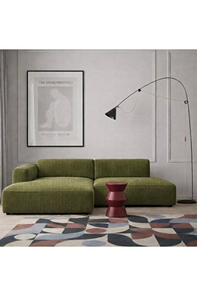 S Home Design Concept Molly Mini Dinlenme Puf Köşe, Sol Köşe, Fitilli Yağ Yeş...