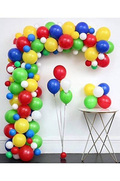 Çemrek Süs Parti Yellow Green Blue Red White Balloon Chain Set of 100