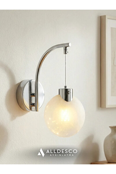 Alldesco Fiora Midye Cam Küre Duvar Aplik – Gold & Krom Seçenekli