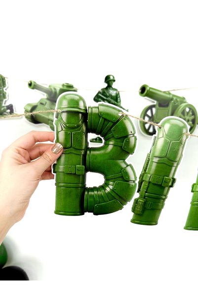 Flu Party Toy Soldiers - Toy Soldier Themed "Happy Birthday" Text Banner
