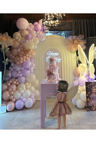 Çemrek Süs Parti مجموعة سلسلة بالونات بيضاء ريترو بلون وردي فاتح من ليلا، 100...