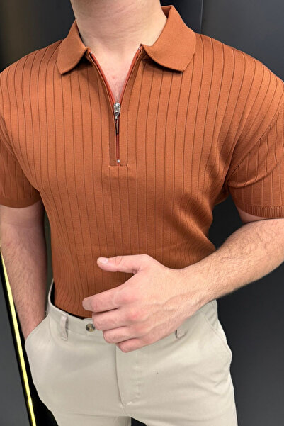 sunfyre Men's Premium Quality Short Sleeve Vertical Stripe Detailed Mercerize...