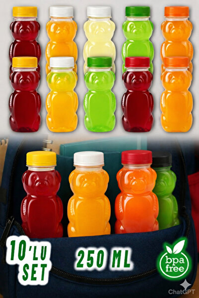 Ezupack AYICIK PET ŞİŞE Okul Piknik Meyve Suyu Smoothie Detoks Ginger Şeffaf ...