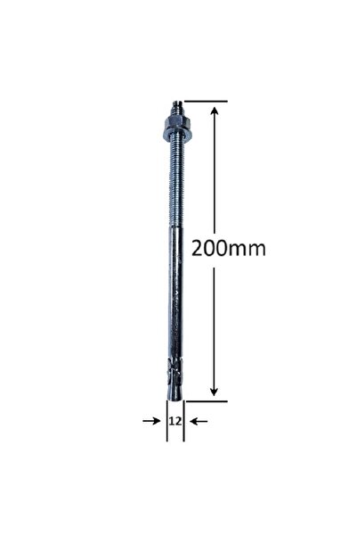Gray Square Conexpand Anchor With Cylindrical Pin And Clamp M12x200 - 20pcs/box