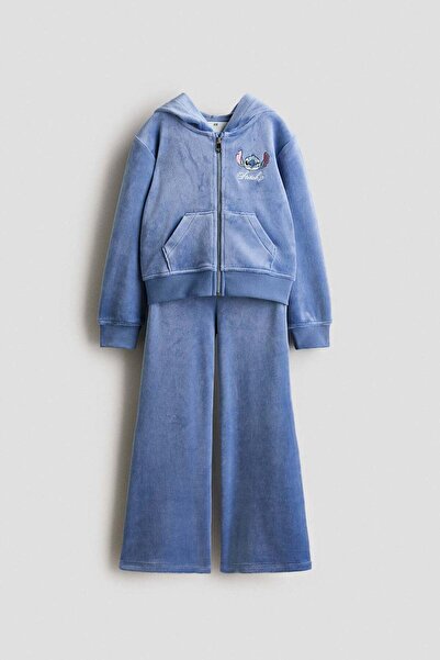 H&M 2-piece embroidery-detail velour set