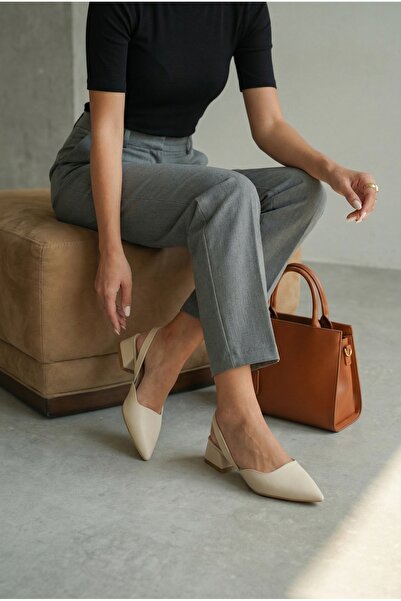 Les Chatelets Women's Summer 4cm Heeled Pointed Toe Leather Heeled Elastic Fl...