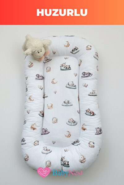 Babynest Premium Oval Bebek Yatağı %100 Pamuk Yenidoğan Uyku Yuvası Ortopedik...