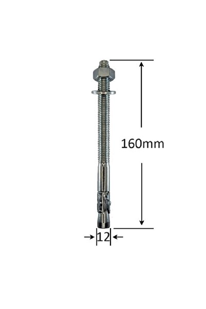 Gray Square Conexpand Anchor With Cylindrical Pin And Clamp M12x160 - 20pcs/box