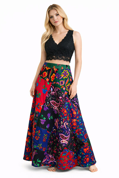 Butik Ayseba Women's Forty Patch Flannel Divitin Fabric Wrap Tie Skirt