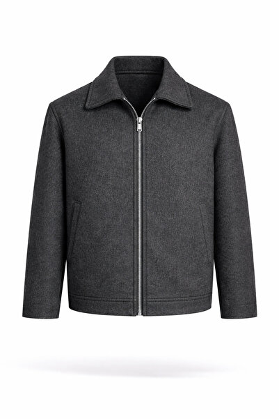 çerme Men's Premium Relax Fit Cashmere Zippered Short Jacket