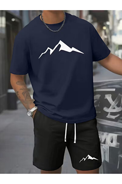 bellanova طقم تي شيرت رجالي كبير الحجم مطبوع عليه شورت، ملابس الشارع، مجموعة ...