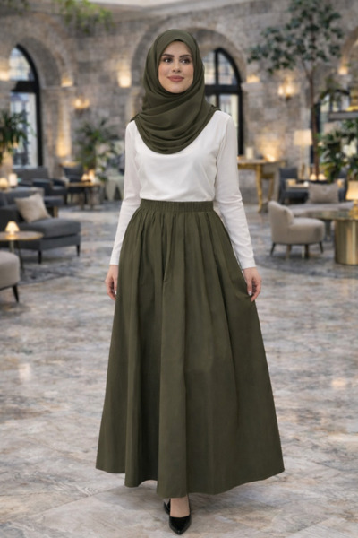 SPORTİVEA Maxi Kloş Etekli Tesettür Takım – Günlük & Şık Kombin