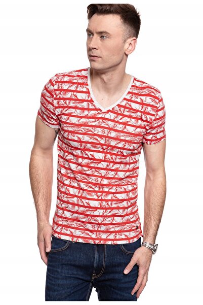 Mustang Tricou Barbati, Aaron C Floral Aop, Rosu, 100% Bumbac, Marime M
