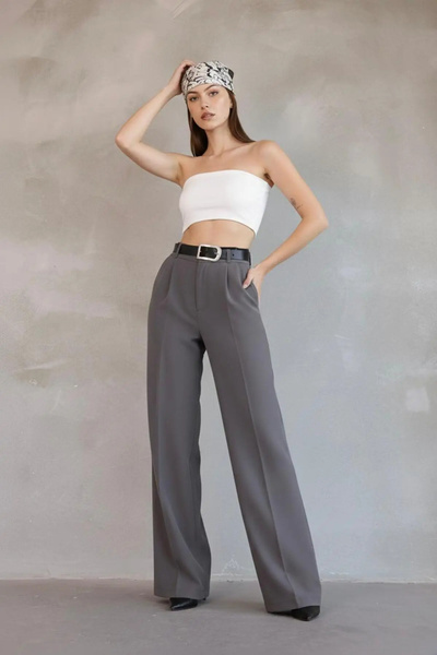 Modayıldızlar Mr Women's Palazzo Pleated Trousers Imported Doubleface Fabric ...