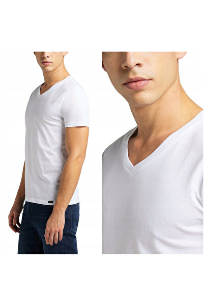Lee Tricou Barbati, Lee, Pachet Dublu V Neck, 2XL, Alb, Croiala Regulara, 2 B...