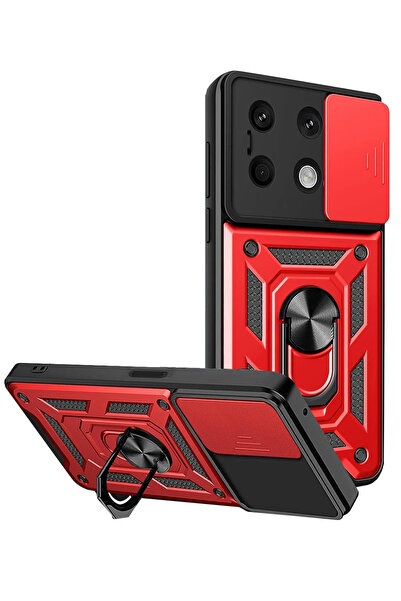 NewFace Drnds Redmi Note 13 4g Case Pars Lens Ringed Silicone (150707) - Red