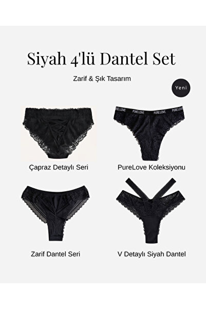 Nobrand Kadın Dantel Külot, 4'lü Dantel Set, Zarif ve Şık Tasarım