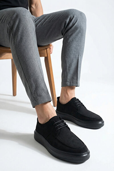 Riccon حذاء رياضي رجالي من Raimfyr 0012485 أسود من جلد الغزال الأسود