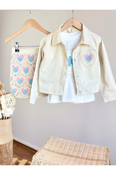 Pinkitokids SERIA PREMIUM - Set 3 piese pentru fete: Fustă scurtă tricotată, ...