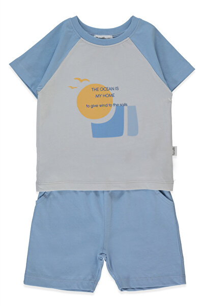 Bebetto Single Jersey Shorts 2-Piece Set (in the Sea) Blue