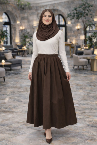 SPORTİVEA Maxi Flared Skirt Suitable for Hijab Wear – Skirt That Can Create a...