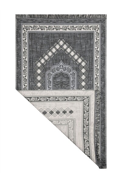 Myevilla My Evilla Seccade Lightweight Foldable Washable Prayer Mat with Stylish Motifs, Dowry Box and Gift, Gray 2