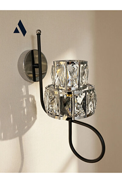 Alldesco Crysten Kristal Duvar Apliği – Gold & Gümüş Dekoratif Metal Duvar La...