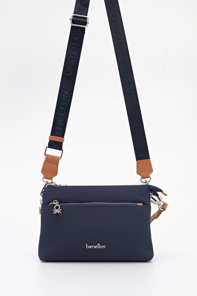 United Colors of Benetton Women's Shoulder Bag Dark Blue-Camel Bnt1846