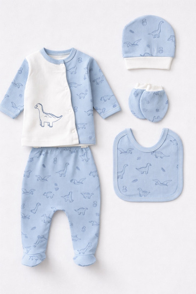 Rain Baby طقم أطفال قطني 5 قطع للأولاد من 0-3 أشهر