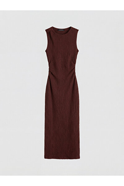 LC Waikiki فستان بوديكون برباط عنق على شكل دراجة هوائية باللون البني