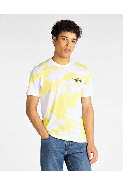 Lee Tricou Barbati, Tie Dye Tee, Bumbac, Alb, Cu Logo Galben, Marime M