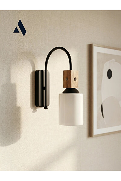 Alldesco Altira Wooden Decorated Wall Sconce – Rustic Modern Style, with Opal...