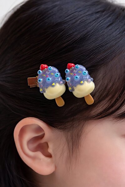 TAKIŞTIR Πλαϊνή πόρπη σε μπλε χρώμα με φιγούρα παγωτού