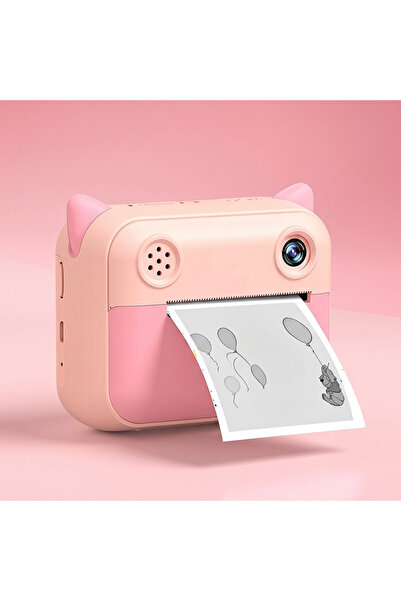 creation كاميرا طباعة فورية للأطفال بتصميم قطة - عدسة رقمية مزدوجة وطباعة حرا...